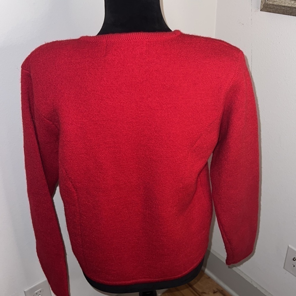 Herman Geist 100% Wool Sz S red thick knit sweater buttoned down vintage - Picture 4 of 7